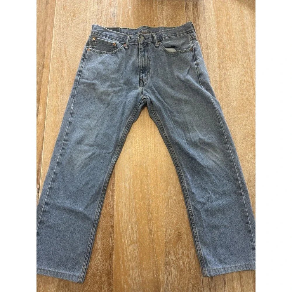Levis 505 Regular Fit Jeans Mens 34x32 Blue Denim Classic Straight Leg Cut